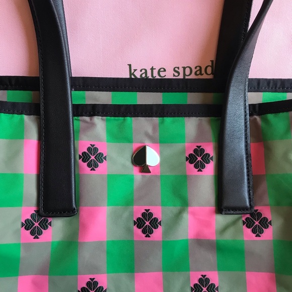 Kate Spade Morley Large Tote Green Pink Black with Dustbag - Picture 11 of 16